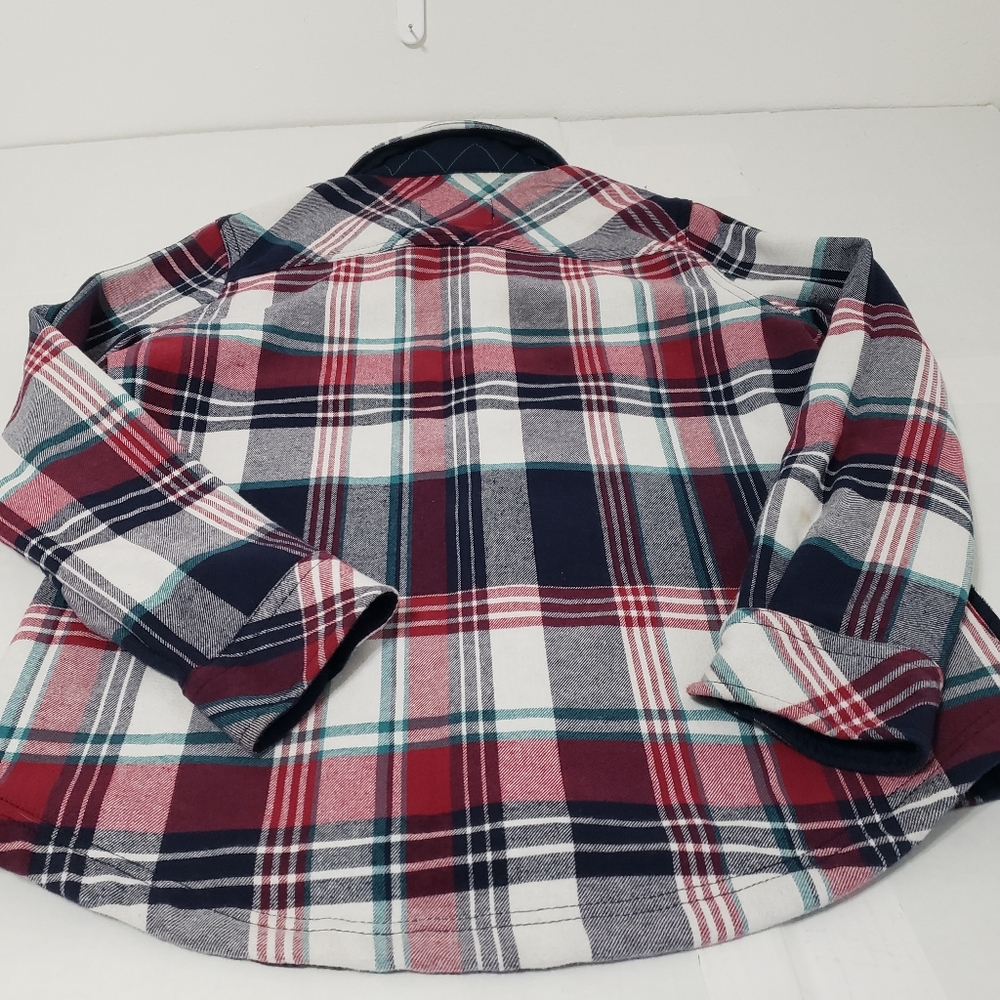 Orvis long-sleeved window checker plaid flannel shirt Women's large red white - Picture 4 of 11